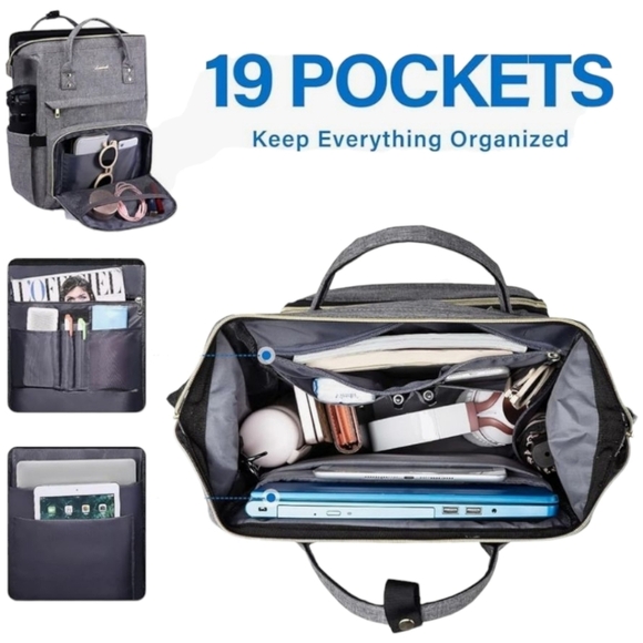 LOVEVOOK Padded Laptop Backpack Grey Travel New With Tags - Picture 6 of 6